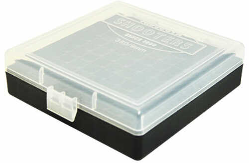 Reloading Hinged Top 100 Round Ammo Box 380/9mm Clear with Black Base