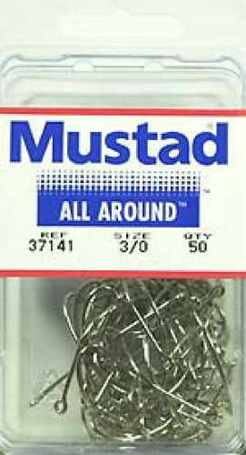 Mustad Wide Gap Hook Nickel 50/Box Md#: 37141-3/0