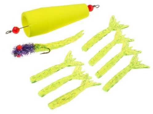 TTF Shiney Hiney Popping Rig 1 Float 1 Jig 8 Spares Chartreuse Tail