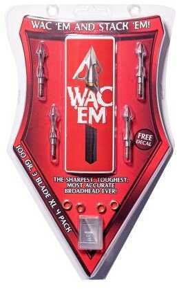 WAC'EM BROADHEAD Xl 3-Blade 100 Grain 1 1/4" Cut 4-Pack