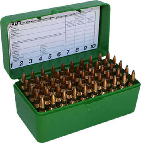 MTM Ammo Box 50 Round Flip-Top 22-250 6mm PPC 7mm Br Green Rs-S-50-10