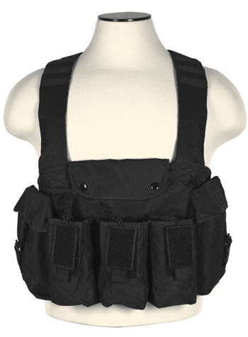 NCSTAR AK Chest Rig Black Holds (6) AK Magazines Nylon Also includes One Belly Pouch for Additional Equipment and Two Ge