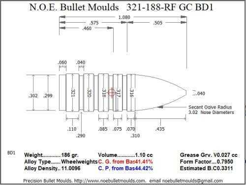 Bullet Mold 4 Cavity .321 caliber Gas Check 188gr-img-0