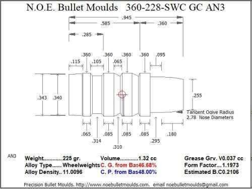 Bullet Mold 4 Cavity .360 caliber Gas Check 228gr-img-0