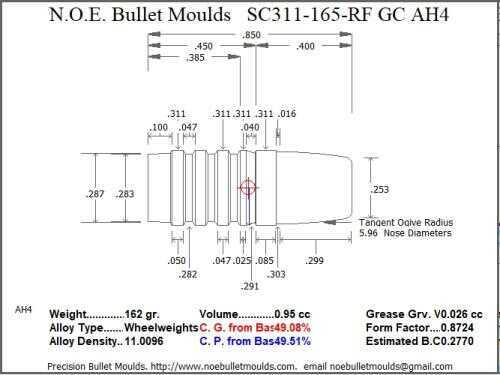 Bullet Mold 3 Cavity Aluminum .311 caliber Gas Check 165gr with Round/Flat nose profile type. These are wor