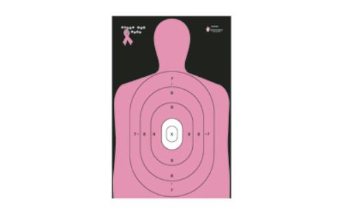 Action Target B-27E Shoot For The Cure Breast Cancer Pink Silhouette Cut Off Below Ring 7 23"x35" 100 Per Box