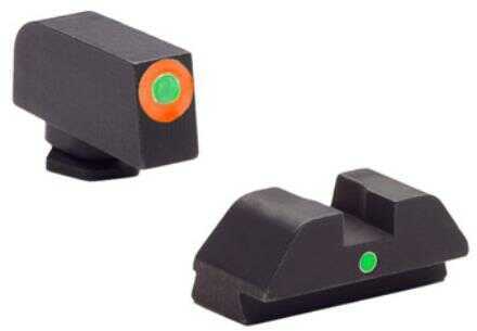 AmeriGlo I-Dot Sight Fits Glock 42 and 43 Green Tritium Orange Outline Front with Rear GL-205