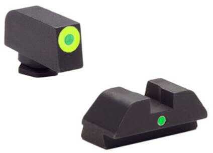 AmeriGlo I-Dot Sight Fits Glock 42 and 43 Green Tritium Lime LumiLime Outline Front with Rear GL-305