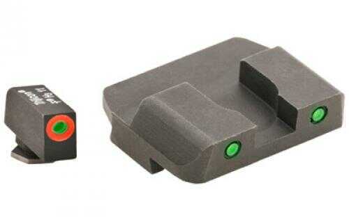 AmeriGlo Spartan Tactical Operator Sight Front/Rear Forfor Glock 43 Green Tritium Orange Round Outline
