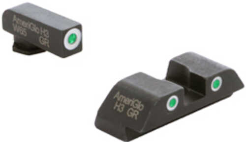 Ameriglo Classic Sight Set 3-dot Night Sight For Glock Gen 5 9/40 Green Front With White Outline Green With White Outlin