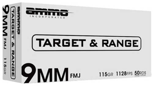 Ammo Inc Target & Range 9MM 115 Grain Full Metal Jacket Bullet 50 Round Box 9115FMJ-TR50