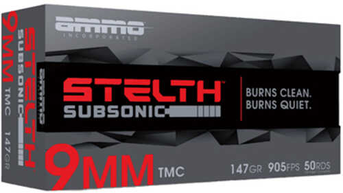 Ammo Inc Stealth Subsonic 9MM 147 Grain Total Metal Coating Bullet 50 Round Box 9147TMC-STL