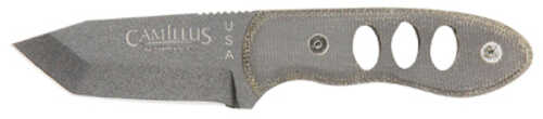 Camillius Choker Fixed Blade Knife Plain Edge Gray Micarta Handle Matte Finish Black 2.5" Blade Length 5.5" Overall Leng