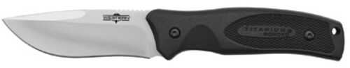 Camillius Western Black River Fixed Blade Knife Plain Edge Black Rubber Handle Satin Finish Silver Blade 4.75" Blade Len