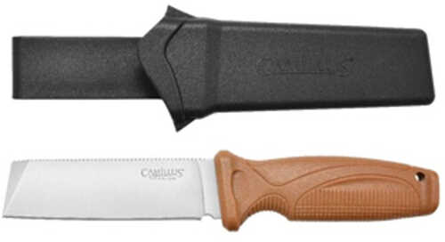 Camillius Swedge Fixed Blade Knife Plain Edge Tan ABS Handle Satin Finish Silver Chisel Point 4.3" Blade Length 8.5" Ove