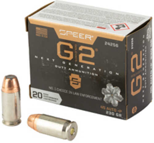 Speer Ammunition Gold Dot G2 45 ACP 230 Grain Gold Dot Hollow Point 20 Round Box 24256