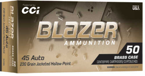 Blazer Ammunition Blazer Brass Hollow Point 45 ACP 230 Grain Jacketed Hollow Point 50 Round Box 5245