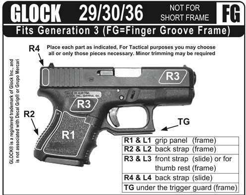 Decal Grip Rubber Black New Fn Grains Grv Glk 29/30/36 G29FGR