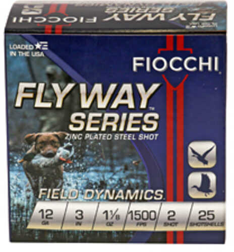 Fiocchi Ammunition Flyway Steel 12 Gauge 3" #2 Steel Shot Waterfowl 25 Round Box 123ST2