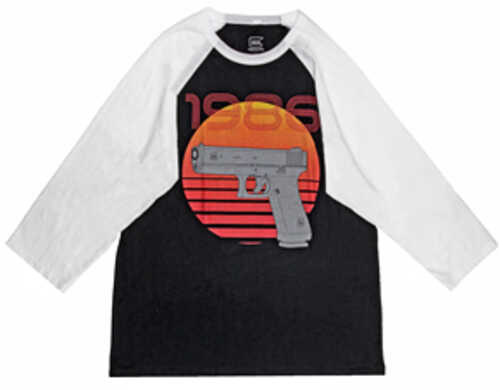 Glock AP95633 Retro 1986 Large 3/4 Sleeve T-Shirt Black/white Cotton/Polyester