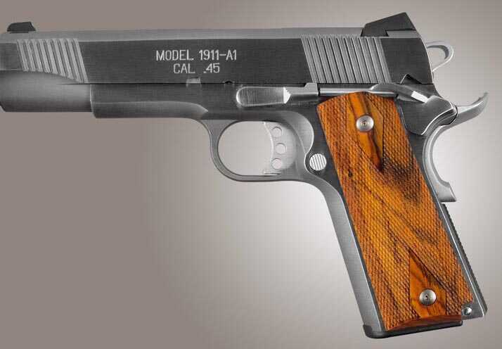 Hogue Grips Fits Colt Government Ambi-Cut Checkered Coco Bolo Finish 45821