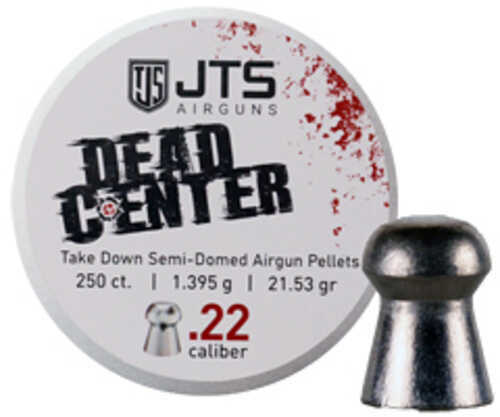 JTS Group Dead Center .22 Caliber Pellets Semi Domed Tip 21.53 Grain 250 Per Tin JAC109