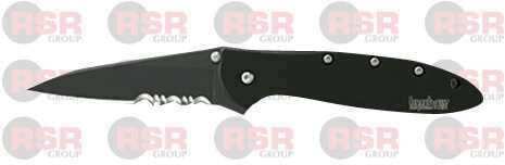 Kershaw Leek 3" Assisted Folding Knife Clip Point Combo Edge 14C28N/Satin Black DLC 410 Stainless Thumb Stud/Pocket