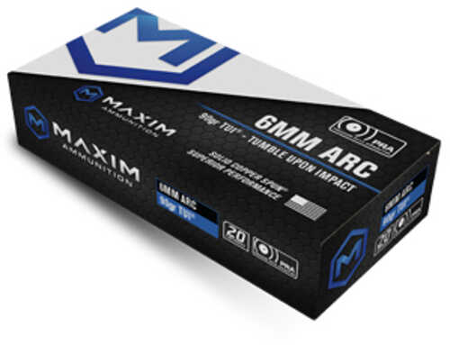 Maxim Defense Industries Precision Rifle Ammunition 6MM ARC 90 Grain Match Grade Solid Copper TUI (Tumble Upon Impact) D