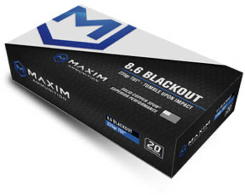 Maxim Defense Industries SBA Short Barrel Ammunition 8.6 Blackout 285 Grain Match Grade Solid Copper TUI (Tumble Upon Im