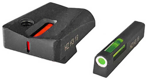 Hi-Viz LightWave H3 Express For Glock 45/10mm Tritium/Fiber Optic Night Sights Green Front with White Ring and Orange Re