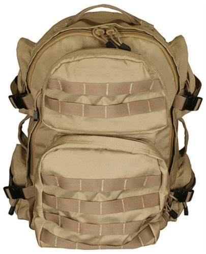 NCSTAR Tactical Backpack 18" x 12" x 6" Main Compartment Nylon Tan Adjustable Shoulder Straps Exterior PALS/ MOLLE Webbi