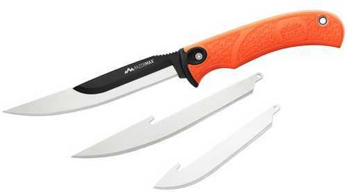 Outdoor Edge Razormax Fixed Blade Knife Plain Black Oxide Finish 420J2 Stainless Steel Orange Handle Includes (3) D