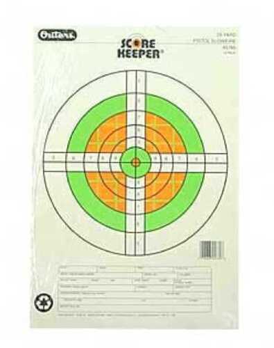 Champion Traps And Targets Scorekeeper Paper - Fluorescent Orange & Green Bull 25 Yd. Pistol Slowfire 11" X 16