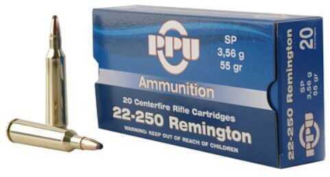 22-250 Rem 55 Grain Jacketed Soft Point 20 Rounds Prvi Partizan Ammunition Remington