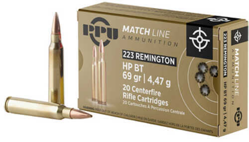 Prvi Partizan Match 223 Remington 69 Grain Boat Tail Hollow Point 20 Round Box PPM2231