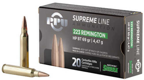 Prvi Partizan Supreme 223 Remington 69 Grain Boat Tail Hollow Point 20 Round Box PPMK223