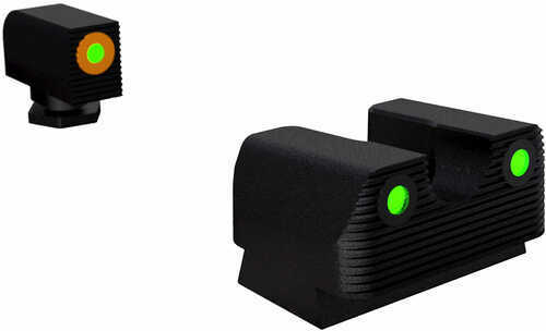 Rival Arms Tritium 3 Dot Front/Rear Green Night Sight For Glock 17/19 Orange Ring Black Nitride Quench-Polis