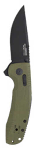 S.o.g Sog-12-38-02 Sog-tac Xr 3.39" Folding Clip Point Plain Black Tini Cryo D2 Steel Blade Od Green G10 Handle