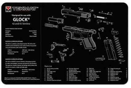 TekMat Pistol Mat For Glock 42 and 43 11"x17" Black Finish 17-GLOCK-42-43