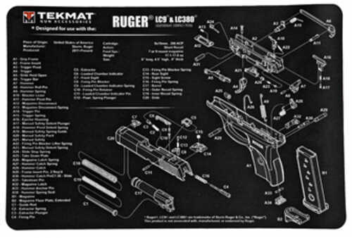 TekMat Ruger LC9 Pistol Mat 11"x17" Black Includes Small Microfiber TekTowel Packed In Tube R17-RUGERLC9