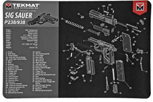 TekMat TEKR17SIGP238 Black/Gray Rubber 17" Long 11" X 17" Sig P238 Parts Diagram Illustration