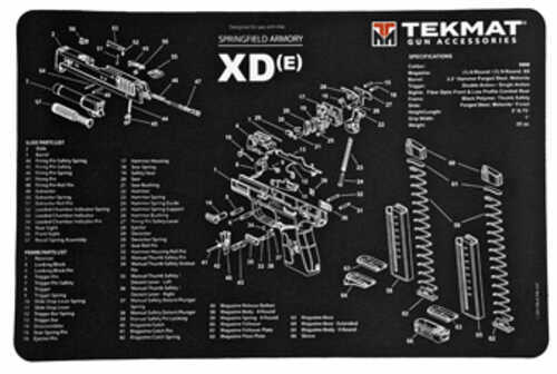 TekMat Springfield XDE Pistol Mat 11"x17" Black Includes Small Microfiber TekTowel Packed In Tube R17-XDE