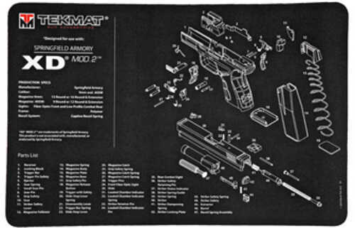 TekMat Springfield XD Mod 2 Pistol Mat 11"x17" Black Includes Small Microfiber TekTowel Packed In Tube R17-XDMOD2