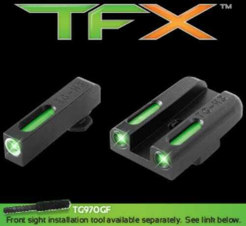 Truglo TG13MP1A Brite-Site TFX Day/Night Sights S&W M&P Tritium/Fiber Optic Green w/White Outline Front Rear Black