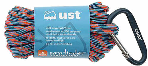 UST - Ultimate Survival Technologies Para 550 Utility Cord 100 Foot 100% Nylon Includes Carabiner Blue Camo 1146776