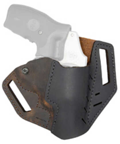 Versacarry Revolver Belt Holster Fits S&W J-Frame and Ruger LCR Black Distressed Brown Color Water Buffalo Leather