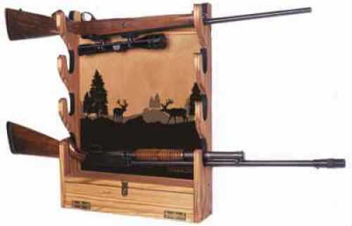 SA Sports Gun Rack Wood 4-Guns W/Compartment