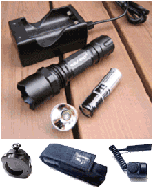 Wolf-Eyes Flashlight Defender-II Dual Mode Cree P4 Ho 170/15 Lumens Rechargeable Lithium Battery IR Filter Gun Switch