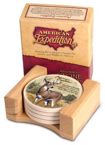 American Expedition Set Of 4 Stone Coaster - Whitetail Deer