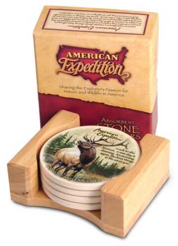 American Expedition Set Of 4 Stone Coaster - Elk